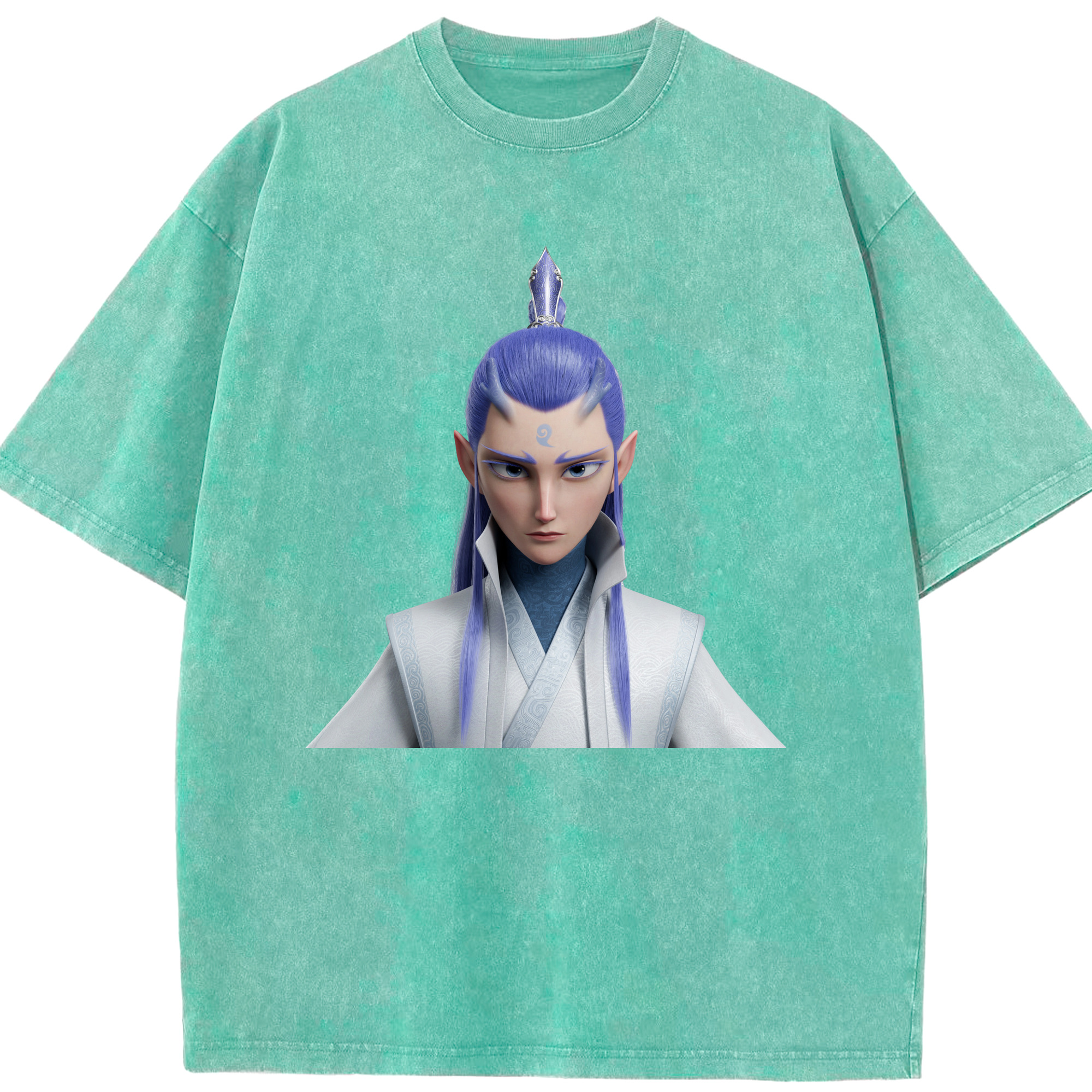 （画像用） Ne Zha 2 ナタ 魔童の大暴れ 綿100% ヴィンテージ風 半袖Tシャツ（フロントプリント）